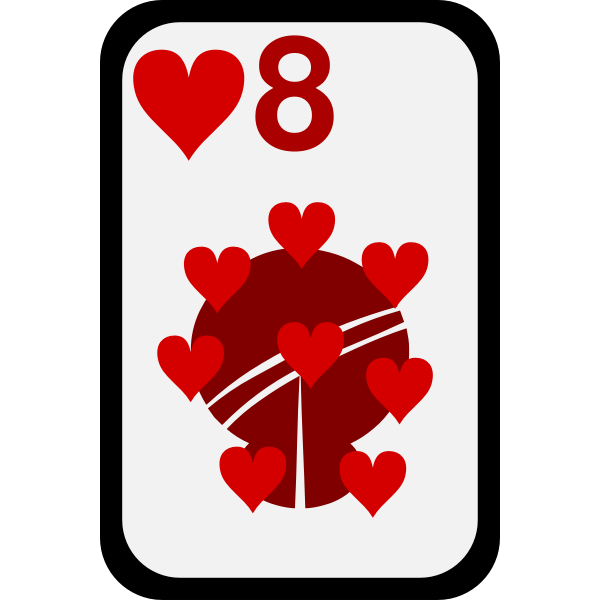 SVG Eight of Hearts funky playing card vector clip art