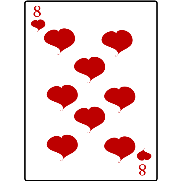 SVG Eight of hearts playing card vector illustration