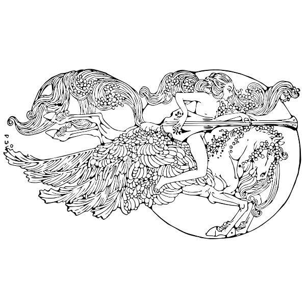 SVG Elaborate pegasus bw