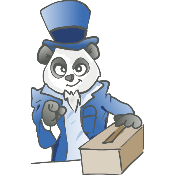 SVG Election panda with a ballot box vector illustration