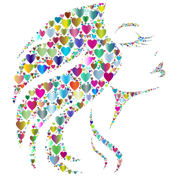 SVG Elegant Woman Hearts Prismatic Pattern