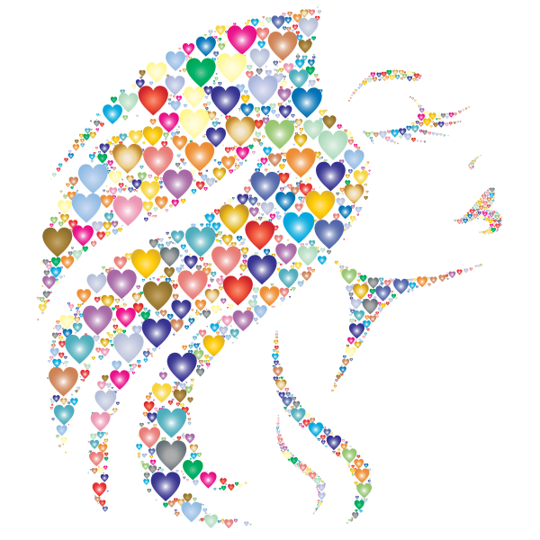 SVG Elegant Woman Hearts Prismatic Pattern Design