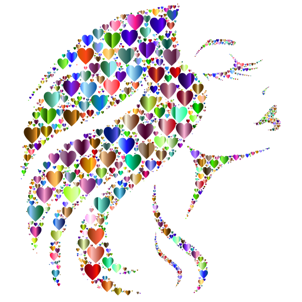 SVG Elegant Woman Hearts Prismatic Pattern Shape
