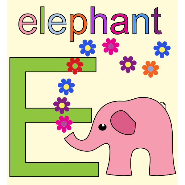 SVG Elephant with Alphabet E
