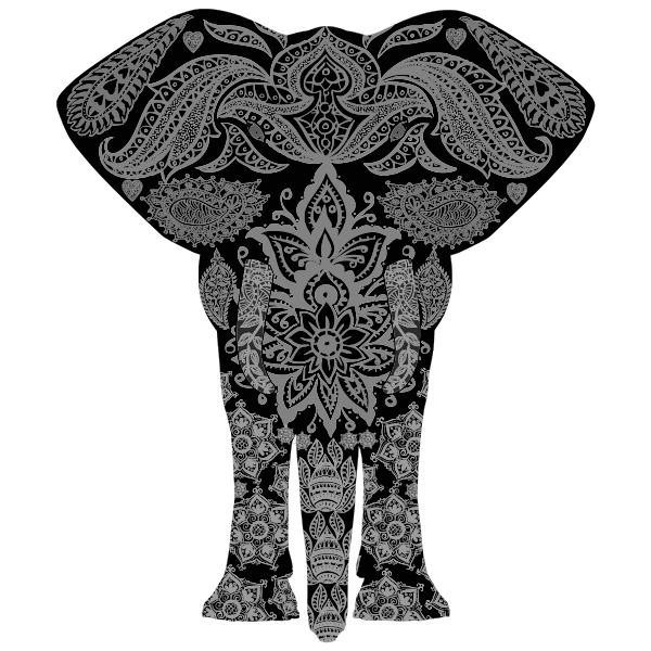 SVG Elephant with floral pattern