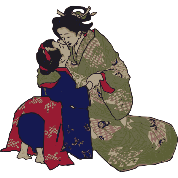 SVG Embracing Geisha vector image