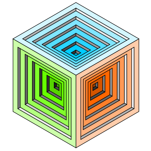 SVG Engraved colorful cube