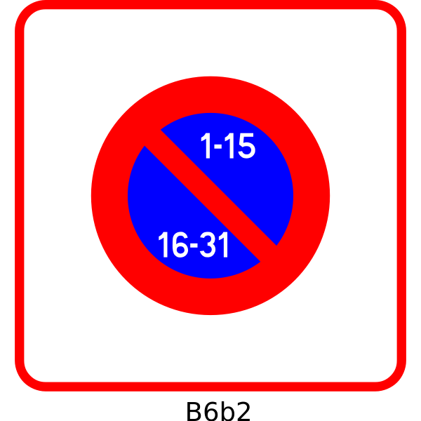 SVG Entering unilateral parking area alternating bi-monthly French road sign vector drawing
