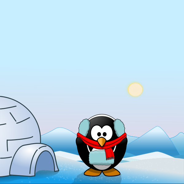 SVG Eskimo penguin in winter clothes vector clip art