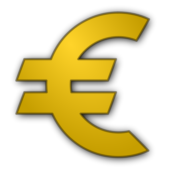 SVG Euro currency symbol in gold vector illustration