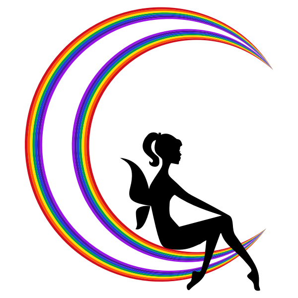 SVG Fairy on rainbow moon