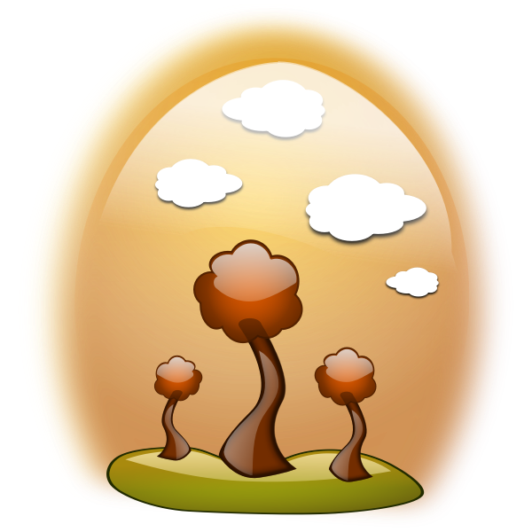 SVG Fall landscape in egg-shaped frame vector image