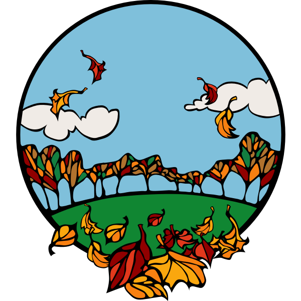 SVG fall scene in a circle a 01