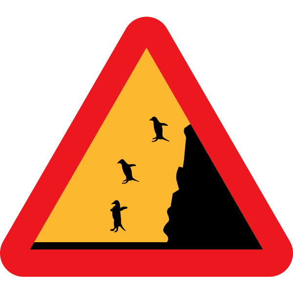 SVG Falling penguins warning image