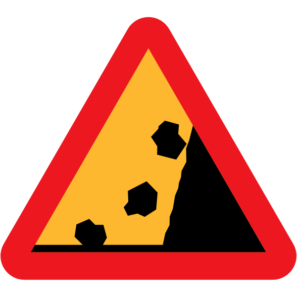 SVG Falling rocks from the right hand side traffic sign vector illustration
