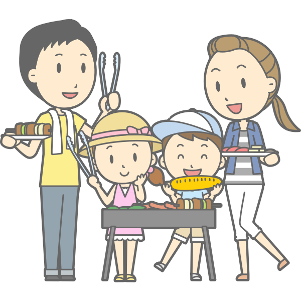 SVG Family barbecue cartoon style