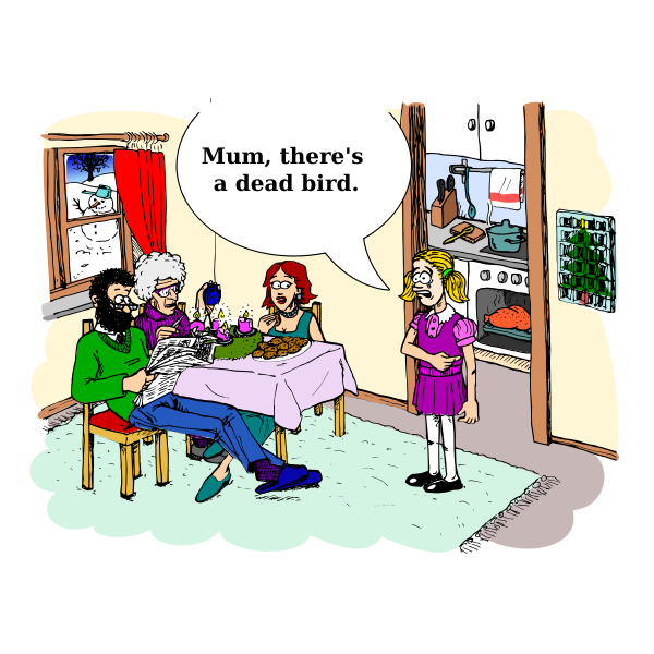 SVG Family comic scene in full color illustration
