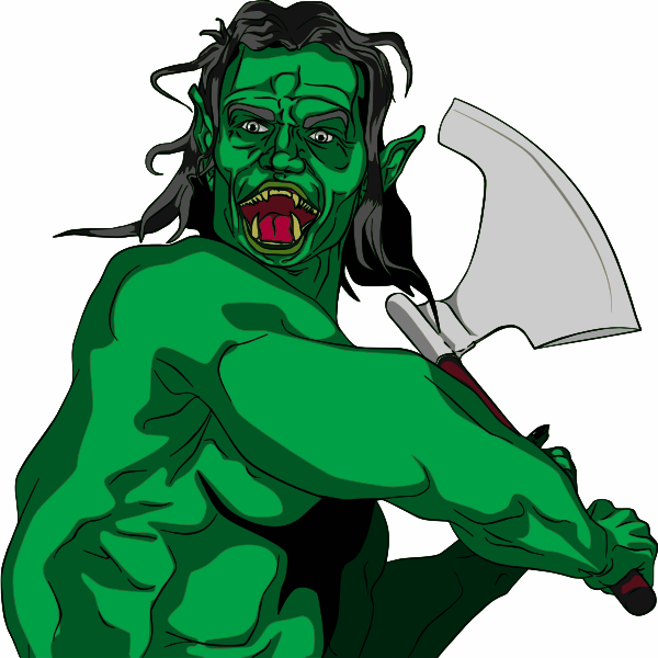 SVG Fantasy Orc Swinging Axe
