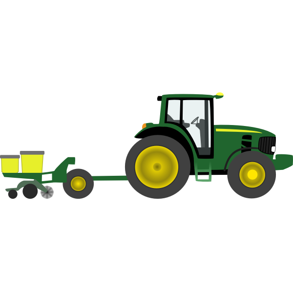 SVG Farm tractor with planter vector graphics