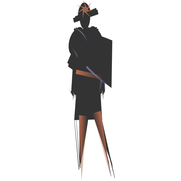 SVG Fashionable artistic woman silhouette vector illustration