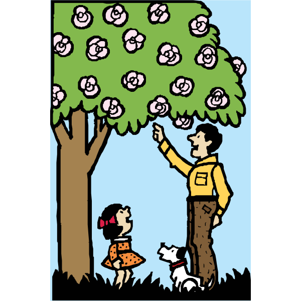 SVG Father and daughter under tree vector image
