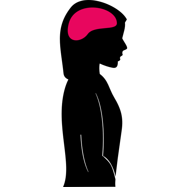 SVG Female silhouette with brain in color vector image