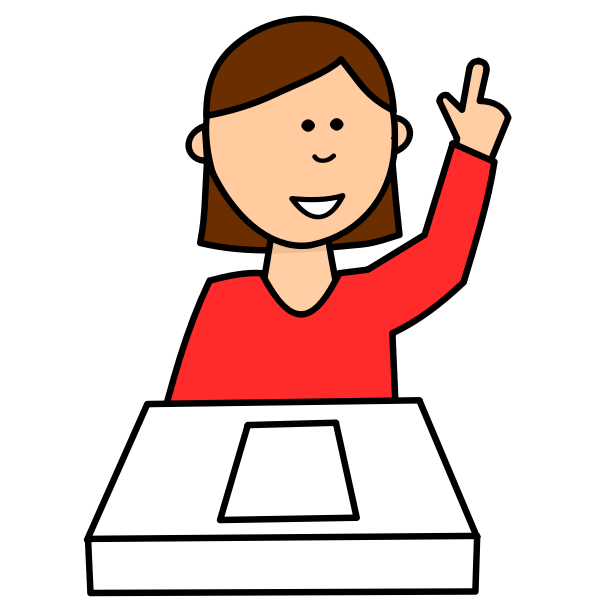 SVG Female student asking a question vector illustration