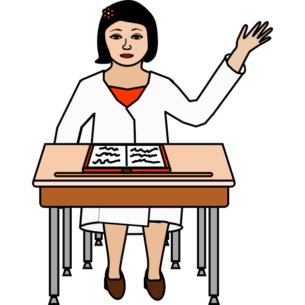 SVG Female student raising her hand vector drawing