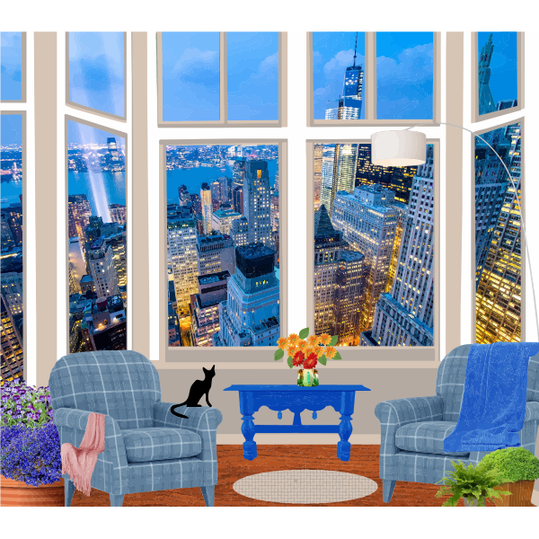 SVG Fictional apartment in a skyscraper