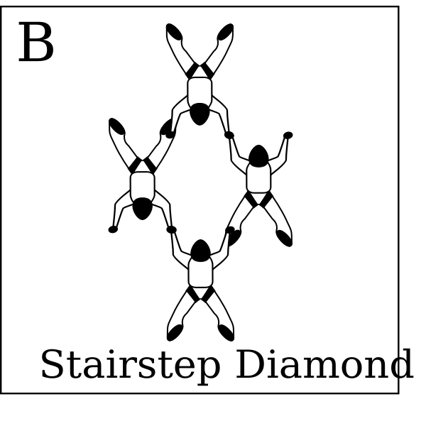 SVG Figure B - Stairstep Diamond Vol relatif  4 Formation Skydiving 4-Way
