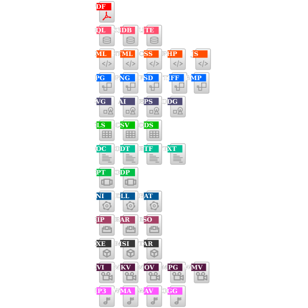 SVG File extension rectangular color vector icons