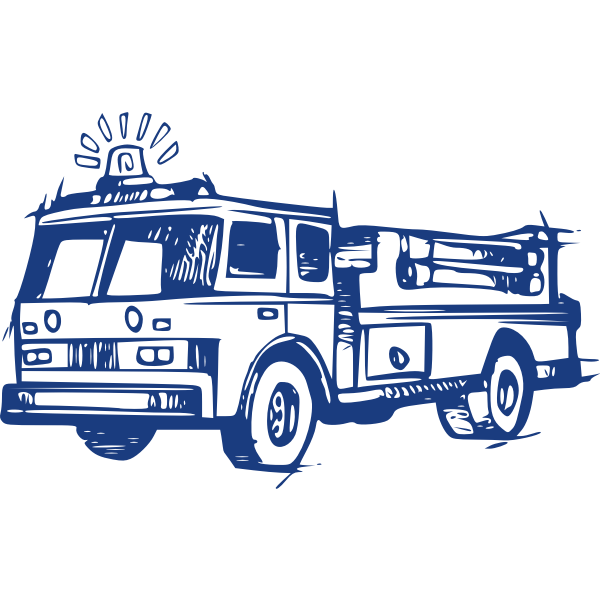 SVG Fire brigade vehicle drawing in blue