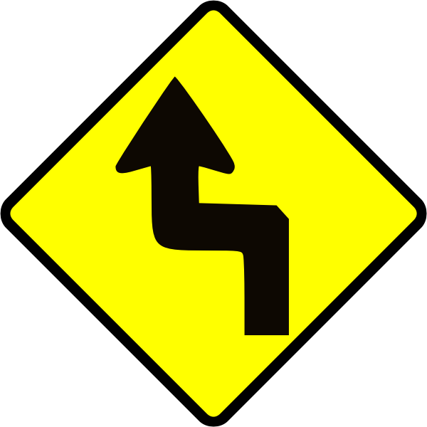 SVG First left double bend traffic roadsign vector image