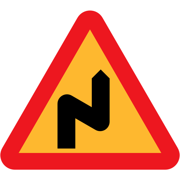 SVG First right double bend traffic sign vector illustration