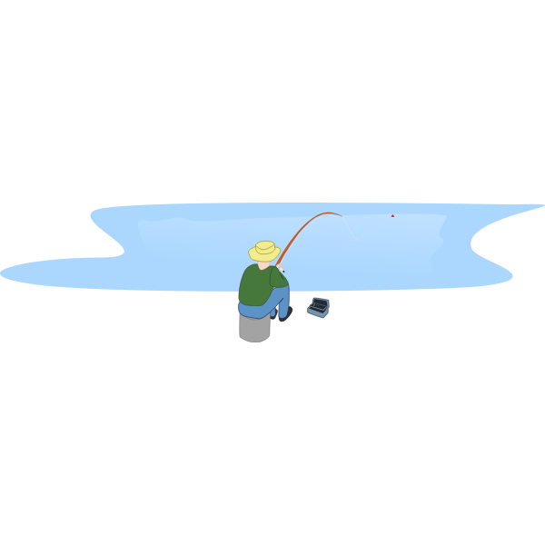 SVG Fisherman fishing by a lake vector image