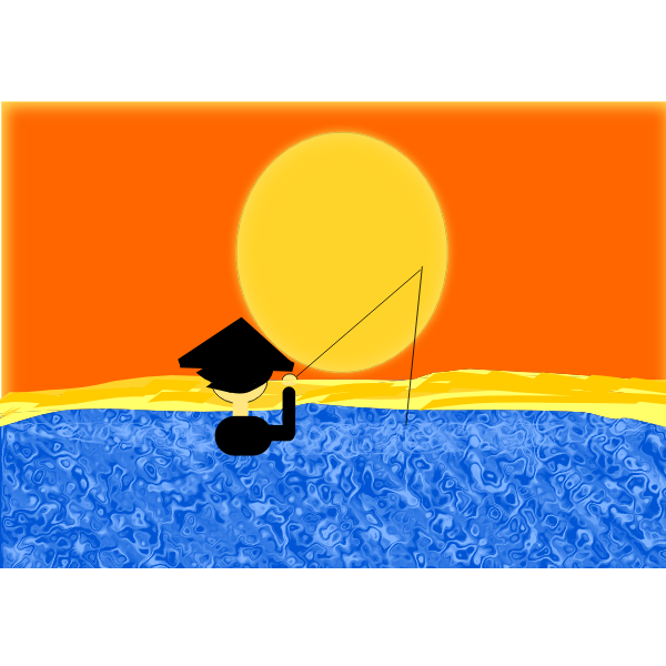 SVG Fishing under sunset vector image