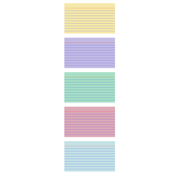 SVG Five colored index cards image