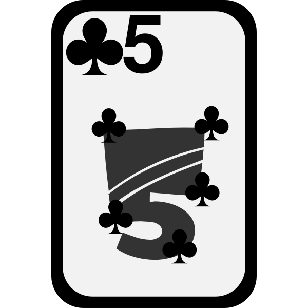 SVG Five of Clubs funky playing card vector graphics