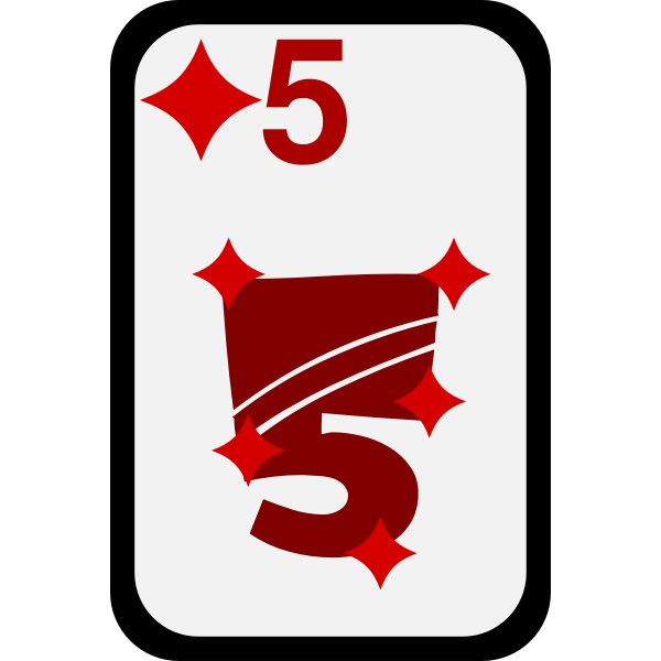 SVG Five of Diamonds funky playing card vector clip art