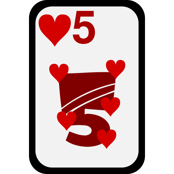 SVG Five of Hearts funky playing card vector clip art