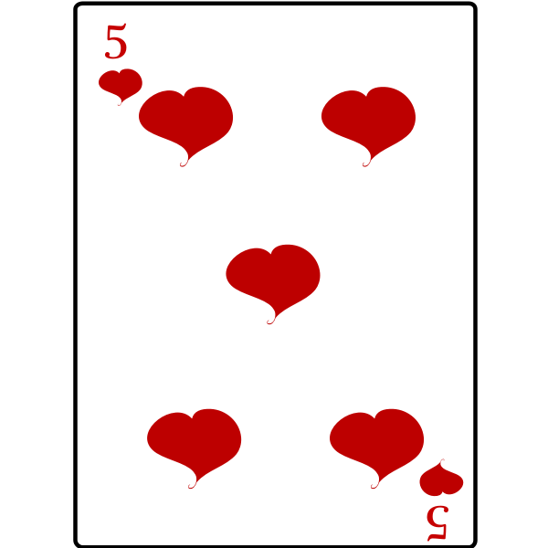 SVG Five of hearts playing card vector image