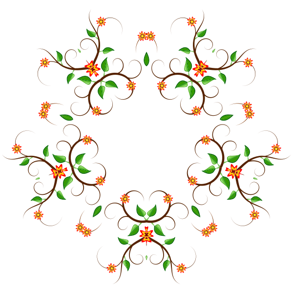 SVG Five prong color floral tree design vector graphics