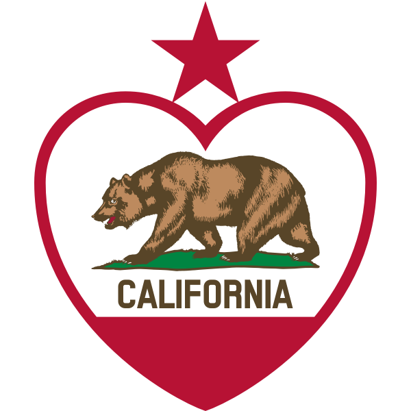 SVG Flag of California Republic in heart shape vector image