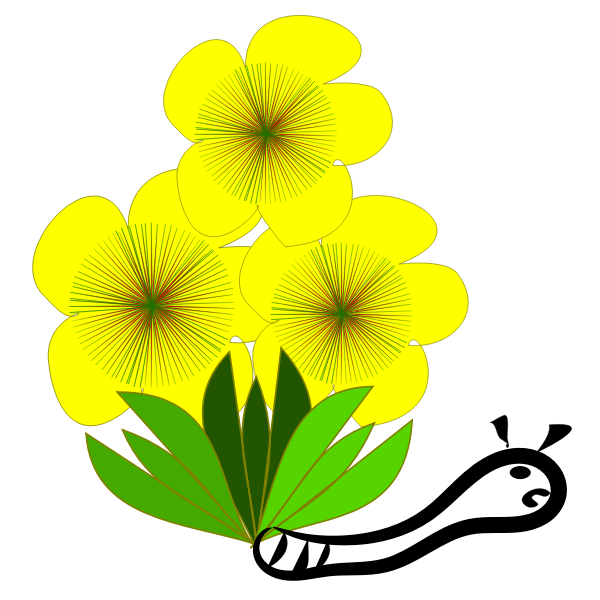 SVG flor amarela e a lagarta