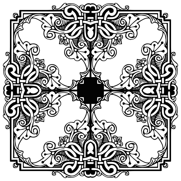 SVG Floral frame in black and white image