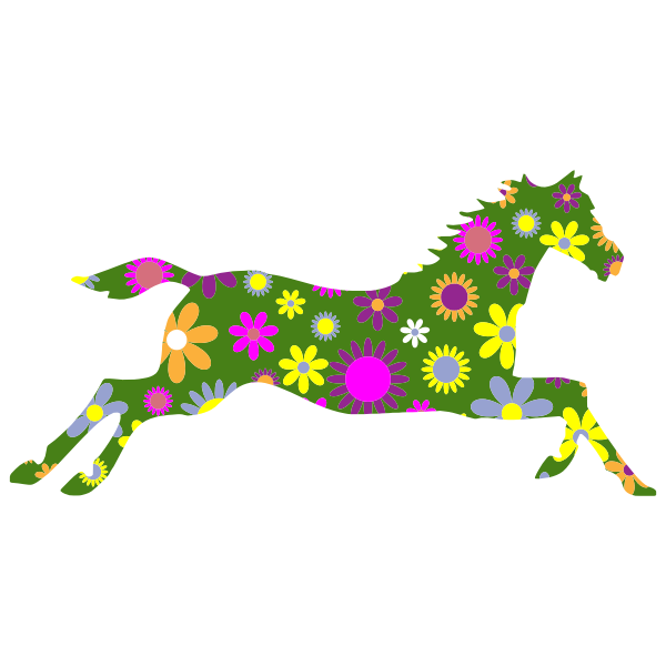 SVG Floral galloping horse