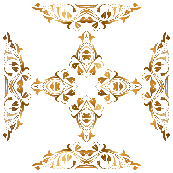 SVG Floral golden crucifix