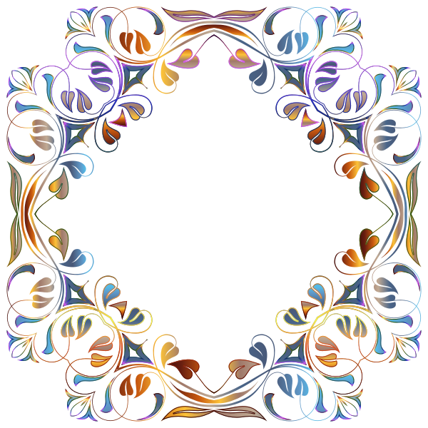 SVG Floral leafy frame in colors