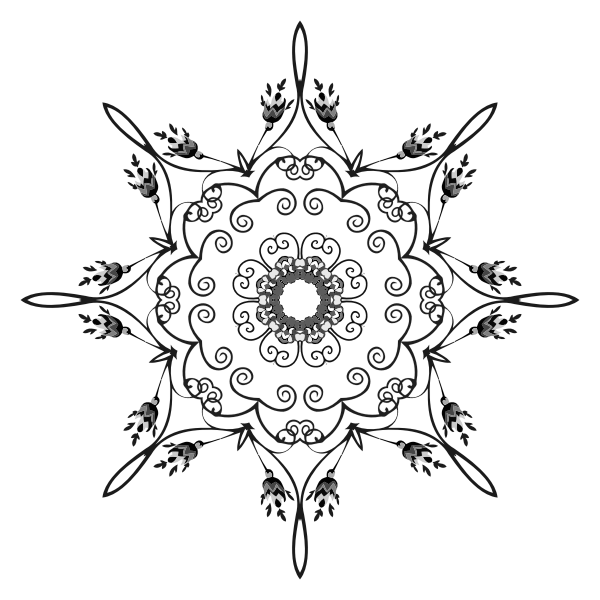 SVG Floral mandala in black and white