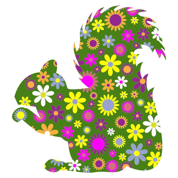 SVG Floral squirrel silhouette